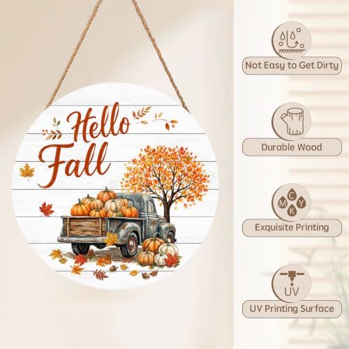 Hello Fall Door Sign Decor Fall Outdoor Hanging Sign for Porch Decorations - Image 3