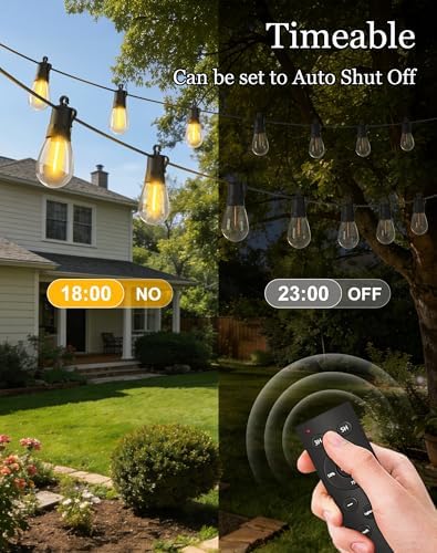 148ft-Solar-Powered-Lights-Outdoor-Waterproof-String Lights-Outside-Patio-Yard-Garden-Fence-Backyard-Deck-Porch-Balcony-Patios-Camping-Battery-Operated-LED-Fairy-Strip-Lighting-Hanging-Edison-Bulbs - Image 5