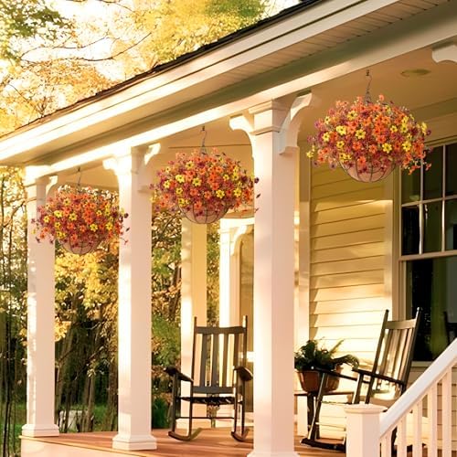 INQCMY Artificial Flowers for Outdoors Fall Hanging Baskets UV Resistant - Image 7