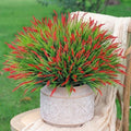 HyeFlora Artificial Fake Flowers Outdoor Plants for Summer Decoration,10 Bundles Faux Plastic Tall Monkey Grass Greenery UV Resistant Realistic Lavender for Home Planter Window Porch Garden-Red by HyeFloraartificialflowers