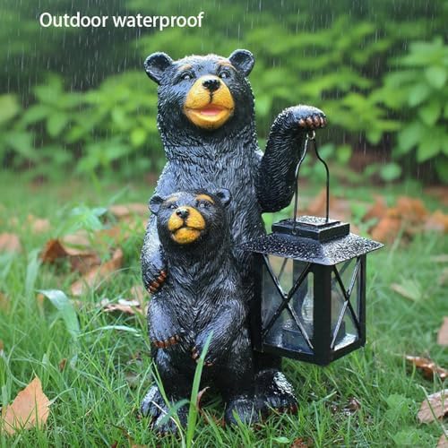 Solar Black Bear Decor, Garde Statue Bear Gift for Women and Moms - Image 5