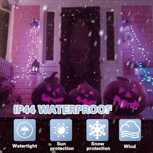 LAMPHOME Halloween Lights, 66FT 200LED Purple String Lights, 16 Modes Deep-Violet Purple LED Lights, Indoor Outdoor Christmas Lights Plug in for Tree Bedroom Garden Yard Xmas Party Decor - Image 4