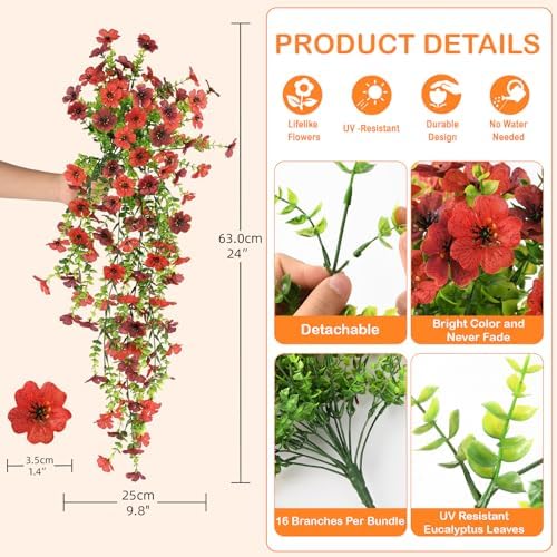 Hommyea Artificial Fake Fall Flowers Plants for Outdoors Mums Home Decor - Image 2