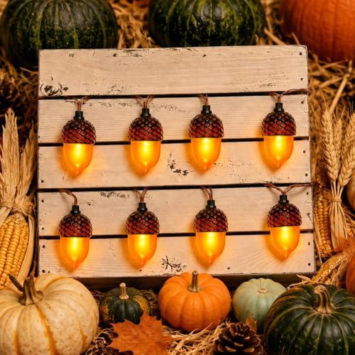 Fall Lights Battery Operated, 11.48 FT 20 LED Fall String Lights with 3D Acorns LED Autumn Lights with Timer 8 Modes Waterproof for Autumn Thanksgiving Halloween Indoor Outdoor Fall Decorations - Image 4