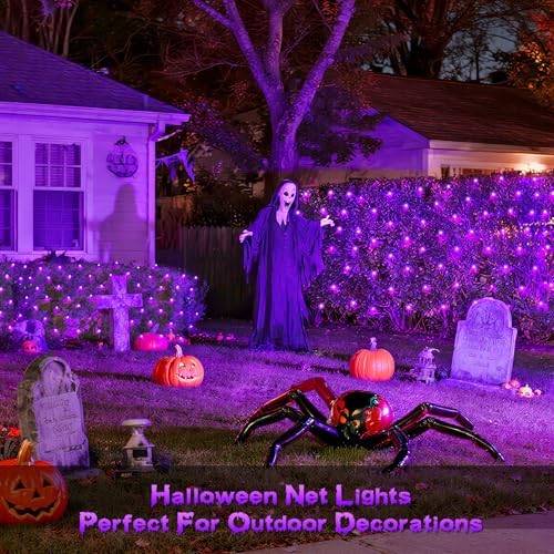 JMEXSUSS 360 LED Halloween Net Lights, Purple, 12ft x 5ft - Image 2