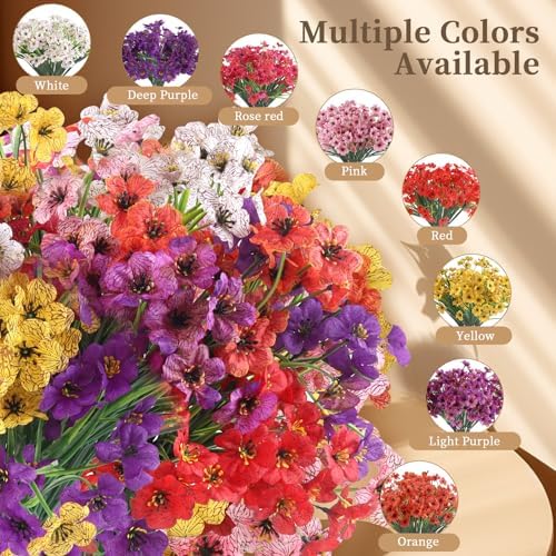 ColoPlay 24 Light Purple Bundles Artificial Flowers for Outdoors/Indoors Fake Flowers Plants for Indoor Outside Garden Porch Window Box Home Wedding Farmhouse (Pack of 2) - Image 3