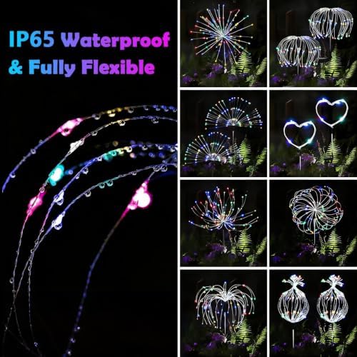 4-Pack Solar Firework Lights for Outside Waterproof Garden Fairy Lights - Image 4