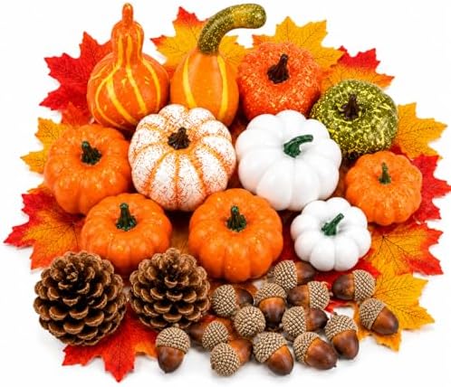 86-Piece Fall Decorations for Home, Artificial Mini Pumpkins and Gourds by Paviro