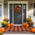SEEKSEE Halloween Decor Buffalo Plaid Outdoor Rug 3' x 5' Orange and Black Front Door Mat, Layering Rug for Porch, Halloween Doormat, Front Porch Rug for Outdoor Entrance Entryway Patio Porch Decor by SEEKSEE