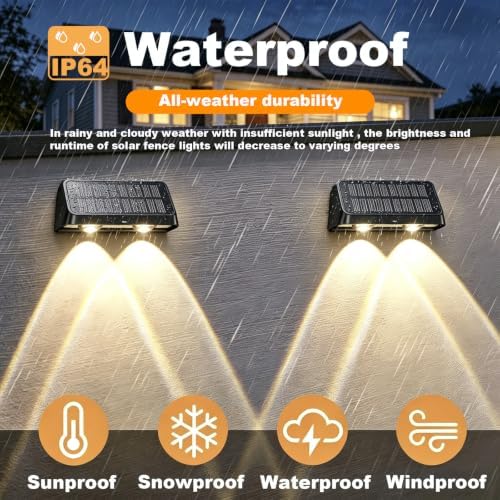 Solar Fence Lights Outdoor,Solar Powered Wall & Deck Lights 8 Pack - Image 4