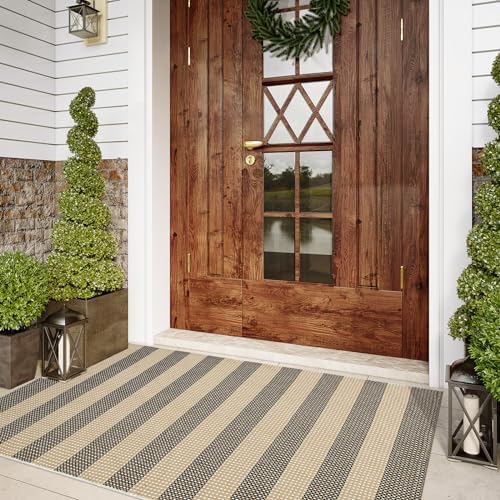 Fall Front Door Mat 3x5, Cotton Woven Washable Striped Outdoor Rug - Image 7