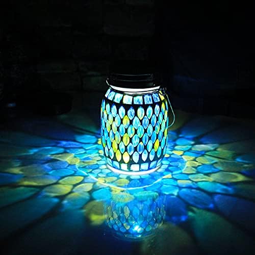 Solar Mosaic Glass Solar Hanging Lantern, Waterproof Outdoor Garden Light by SolarGardenDecorationLight