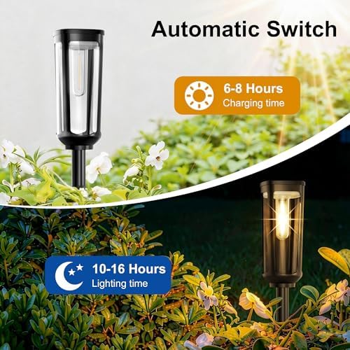 JEJOT Solar Pathway Lights Outdoor Waterproof, 2 Pack Solar Walkway Lights - Image 3