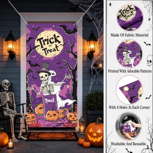 Halloween Door Cover, Fabric Front Door Porch Sign for Halloween Party - Image 3