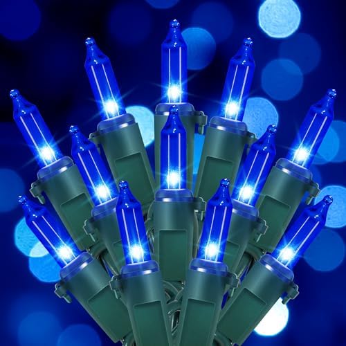 Hopolon Blue Christmas Lights, 2 Pack Total 100 Count 26 FT, Green Wire by Hopolon