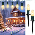C9 Christmas Pathway Lights, 38 Feet Outdoor String Lights with 25 Bulbs and Marker Stakes, Waterproof Connectable Christmas Walkway Markers Light for Outside Driveway Yard Porch Garden Patio by Romasaty