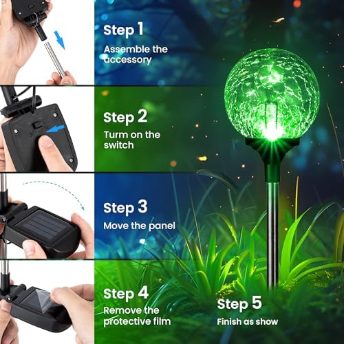 GIGALUMI Solar Garden Lights 6 Pack, Solar Lights Outdoor Decorative - Image 5