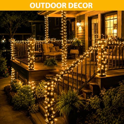Nisocy 400FT Warm White Christmas String Lights with Remote, Green Wire LED Mini Lights, 8 Modes, Timer, Plug-in Indoor Outdoor Lights for Christmas Tree, Garland, Patio, Wedding and Holiday Decor - Image 3