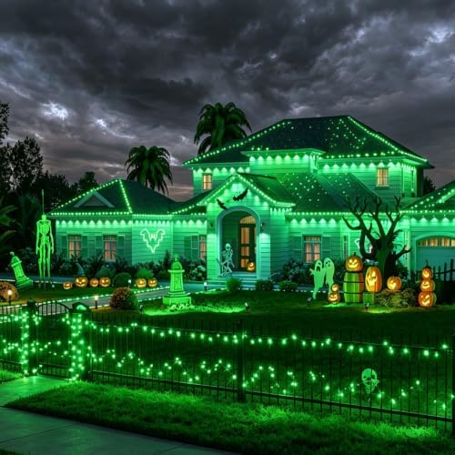 LAMPHOME 100 LED Green Halloween Mini String Lights, 21.6 Feet LED St Patrick Day Lights, Waterproof Green Christmas Lights for Indoor Xmas Tree Garland Wedding Party Festival Decoration, Green Wire - Image 5