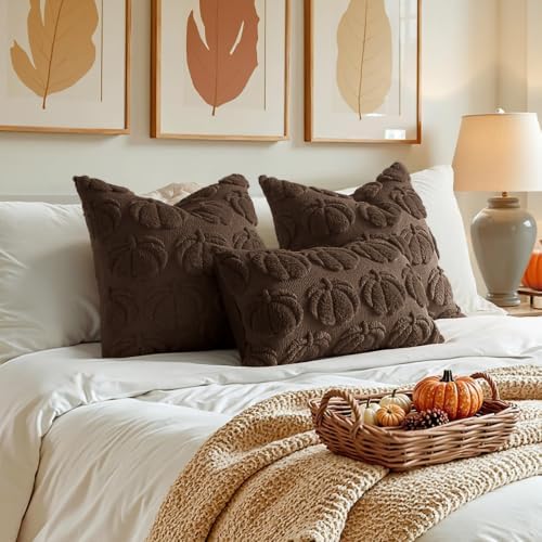 MIULEE Fall Pillow Covers Pumpkin Fall Decor 18x18 Reddish Brown - Image 4