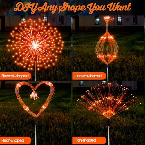 Tujoe 6 Pcs Fall Solar Firework Stake Lights 180 LED 8 Modes - Image 6
