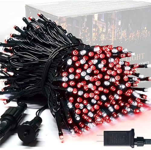 JMEXSUSS 250 LED Red & White Christmas Lights, 91.5ft String Lights Plug in by JMEXSUSS