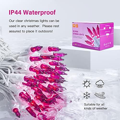 Hopolon 2PACK 50-Count 13ft Pink Purple Halloween Lights with White Wire - Image 3