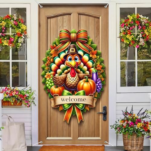 BlissYard Thanksgiving Turkey Door Cover Fall Decor 35 x 71 Inch - Image 4