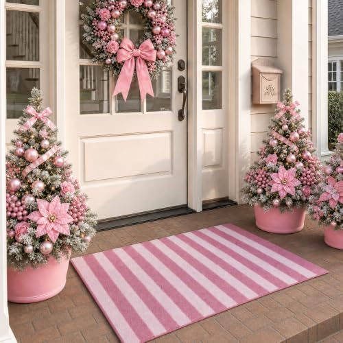 Duraaamo Christmas Pink Striped Rug 2.3' x 3.6' for Candyland Outdoor Decor - Image 6