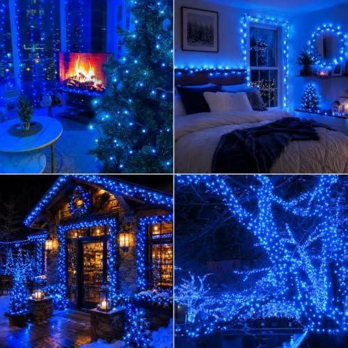 Hopolon Blue Christmas Lights, 2 Pack Total 100 Count 26 FT, Green Wire - Image 6