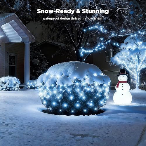 BlcTec Upgraded Outdoor Christmas Lights 280LED 10ft x 6.7ft Christmas Net Lights with UL Certified, 8 Modes, Timer, Connectable, Waterproof & Thick Wire for Bushes, Shrubs Decorations, Cool White - Image 6