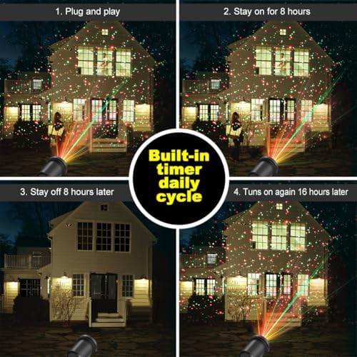 Christmas Laser Light Projector Red and Green Star Laser Lights Show with Timer for Outdoor Decorations Waterproof Landscape Lighting for Christmas and Holidays - Image 3