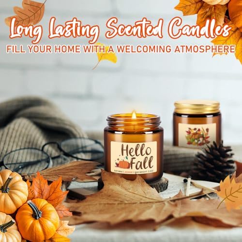 Autumn Harvest Scented Candles Gift Set – 12 Pack Fall Soy Wax Candles with Essential Oils, 3.5oz Amber Jar Candles for Home Decor, Thanksgiving & Halloween Gifts - Image 5