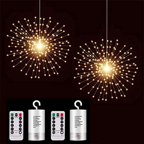 PXBNIUYA 2 Pack Starburst Sphere Lights,200 LLED Firework Lights Timer by PXBNIUYA