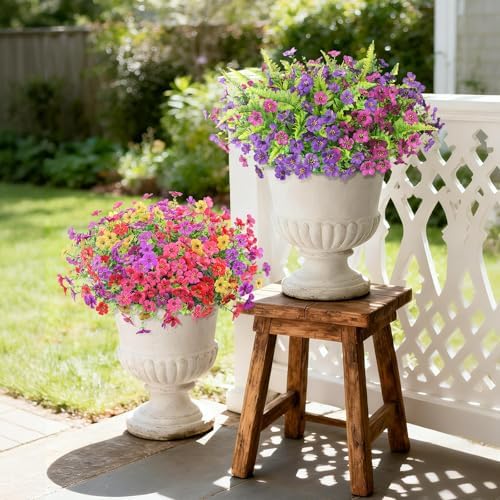 Hommyea Fall Artificial Fake Mums Flowers Plant for Outdoor Faux Home Decor - Image 4