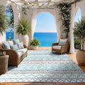 Outdoor Rug 9 x12 ft, Plastic Rug for Patio, Blue & Grey by OutdoorFurnitureCushion