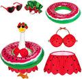 Bikini Porch Goose Outfits Summer Costume for 23" 17" Goose Statue, Swimsuit Set with Sunglasses, Swim Ring and Hat, Hawaiian Style for Garden Patio Lawn Yard Outdoor Decoration(Watermelon) by Unknown