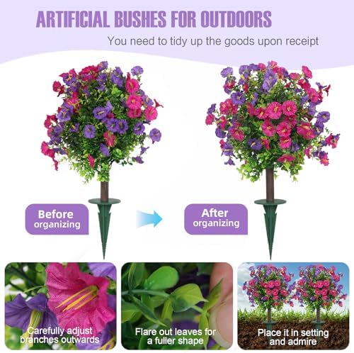 Artificial Shrubs for Outdoors 2‑Pack Blue Purple Garden Yard - Image 5