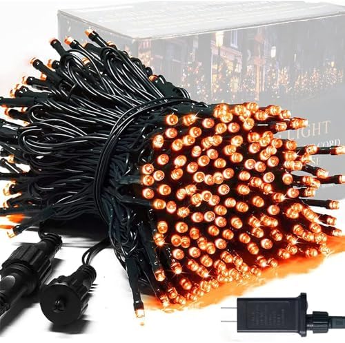 JMEXSUSS Connectable Orange String Lights, 250LED Halloween Lights Plug in by JMEXSUSS