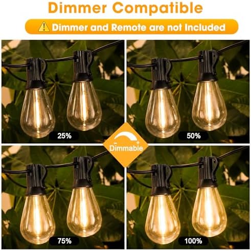 GvvooHome 50FT LED Outdoor String Lights with 25 Shatterproof Edison Bulbs (1 Spare), Dimmable Hanging Outdoor Lights for Backyard, Porch, 2700K Warm White - Image 5