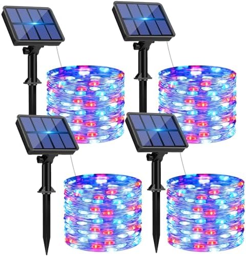 btfarm 4 Pack Red White and Blue Solar Fairy Lights by btfarmdecorativelighting