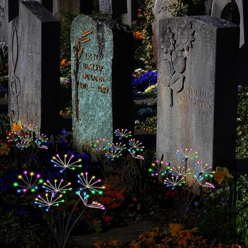 Kwaiffeo 4 Pack Solar-Powered Firework Fairy Lights, Solar Light Outdoor Waterproof Christmas & Garden Decor for Pathway/Patio/Yard - Gardening Gifts for Women (Multicolor) - Image 5