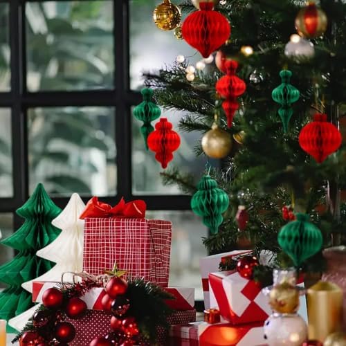 Christmas Paper Honeycomb Ornaments, 12 Pcs - Image 5