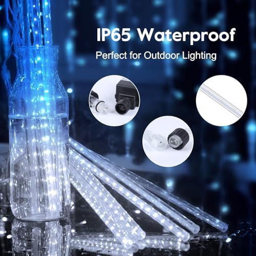 Minetom Meteor Shower Lights Outdoor, 16 Inch 24 Tube 864 LED Icicle Lights - Image 2