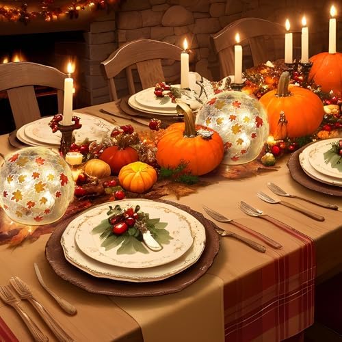 Rossesay 2 Pcs Fall Lighted Decorative Glass Ball 3.9 inch for Home Decor - Image 4