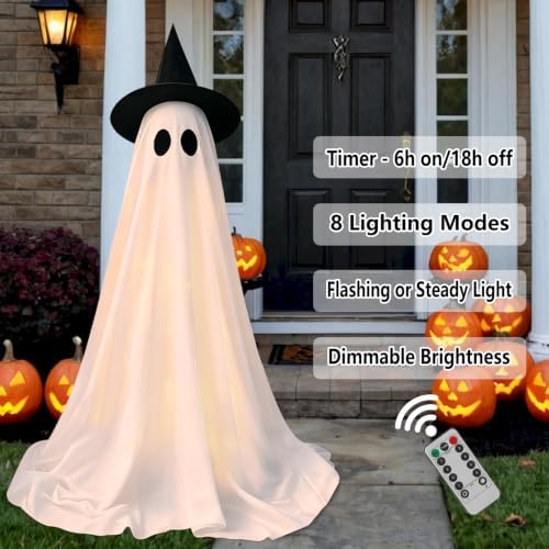 DAZONGE 2Pack Halloween Ghost Decorations Outdoor with Remote Lights - Image 3
