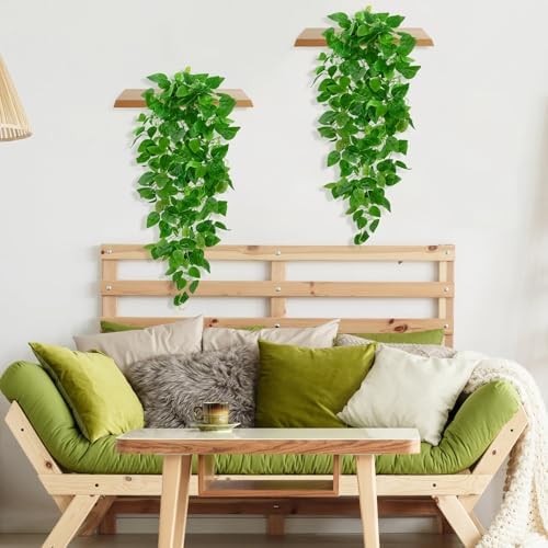 BLEUM CADE 8Pcs Fake Hanging Plants, 9 Branch Artificial Hanging Plant, Lush Faux Pothos Vines for Home Room Wall Shelf Porch Outdoor Indoor Decor (No Baskets) - Image 5