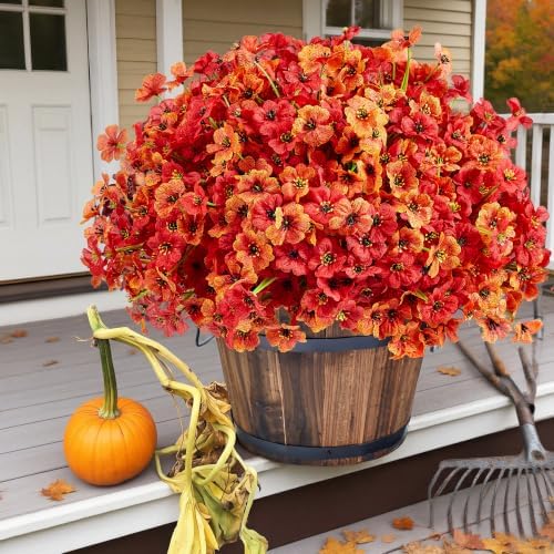 16 Bundles Artificial Fall Flowers for Outdorors by AWARDSEN