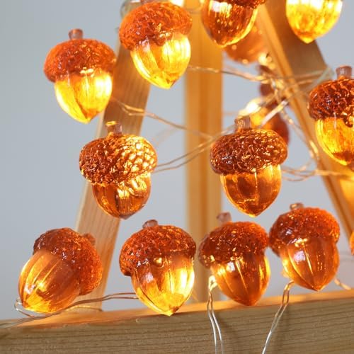 Fall Decoration for home 3D Acorn Lights Thanksgiving Décor Fall Garland Decorative Cute Fairy Lights Outdoor Waterproof Battery Operated Autumn Lights 30LED 10ft Christmas Window Room Decor - Image 4