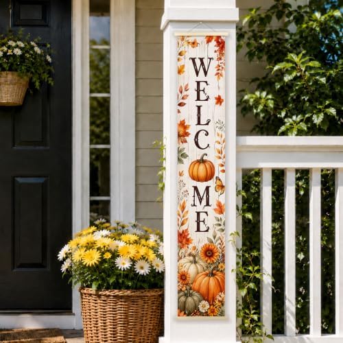Welcome Fall Pumpkin Porch Door Banner Wall Decorations 8x47 - Image 6